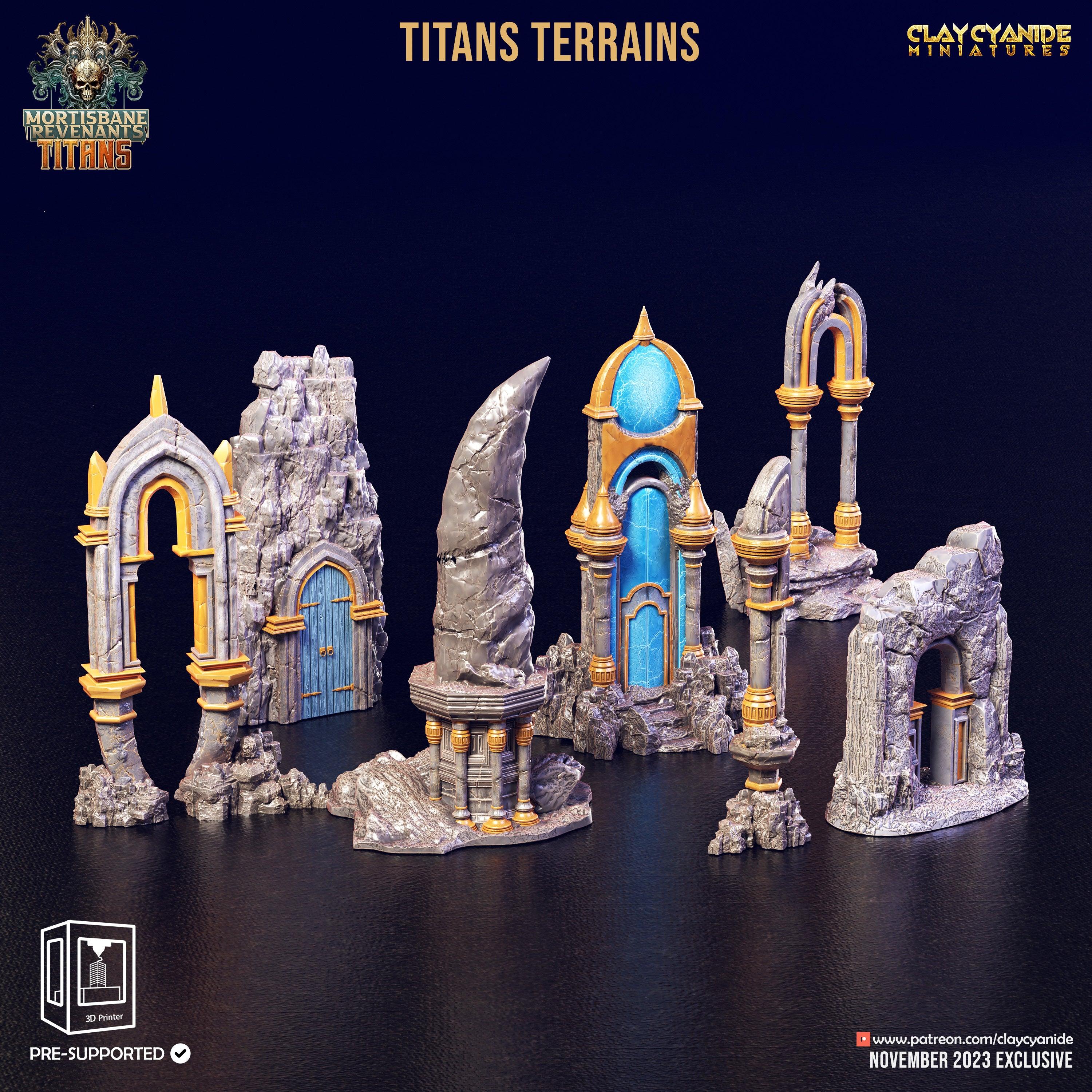 3D Printed Clay Cyanide Titan Terrain Set Mortisbane Titans Set 28 32 mm D&D