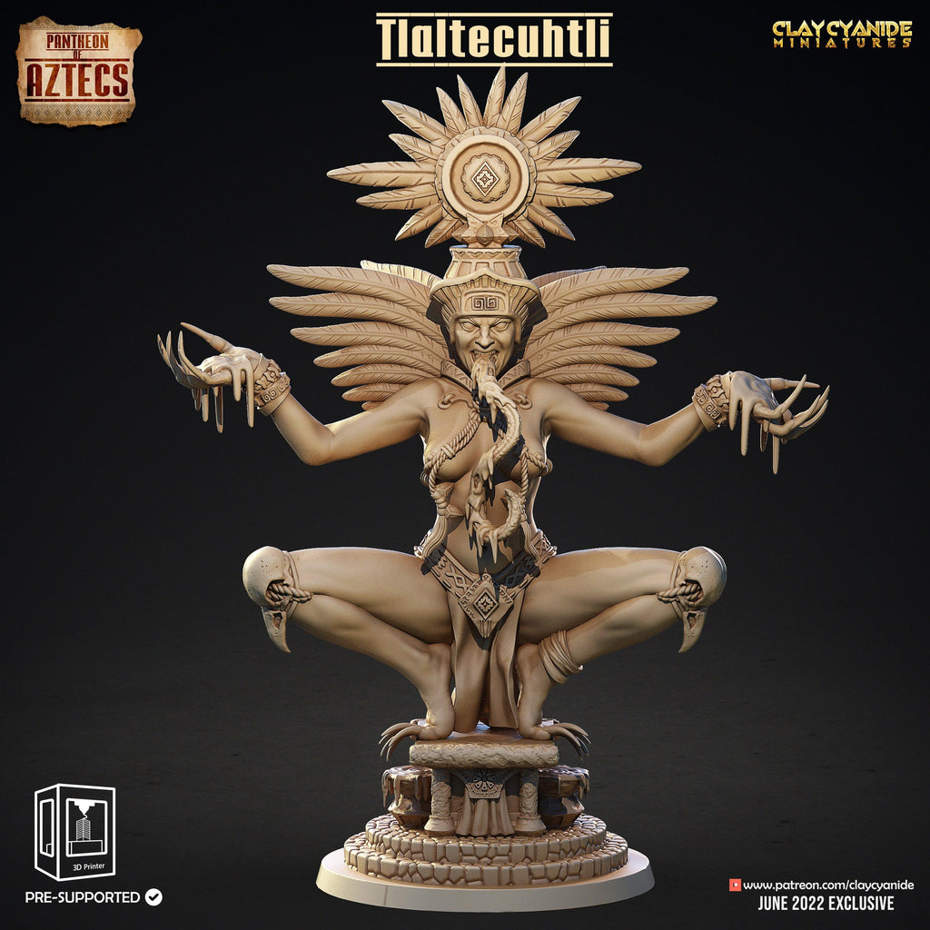 3D Printed Clay Cyanide Tlaltecuhtli Pantheon of Aztecs Ragnarok D&D