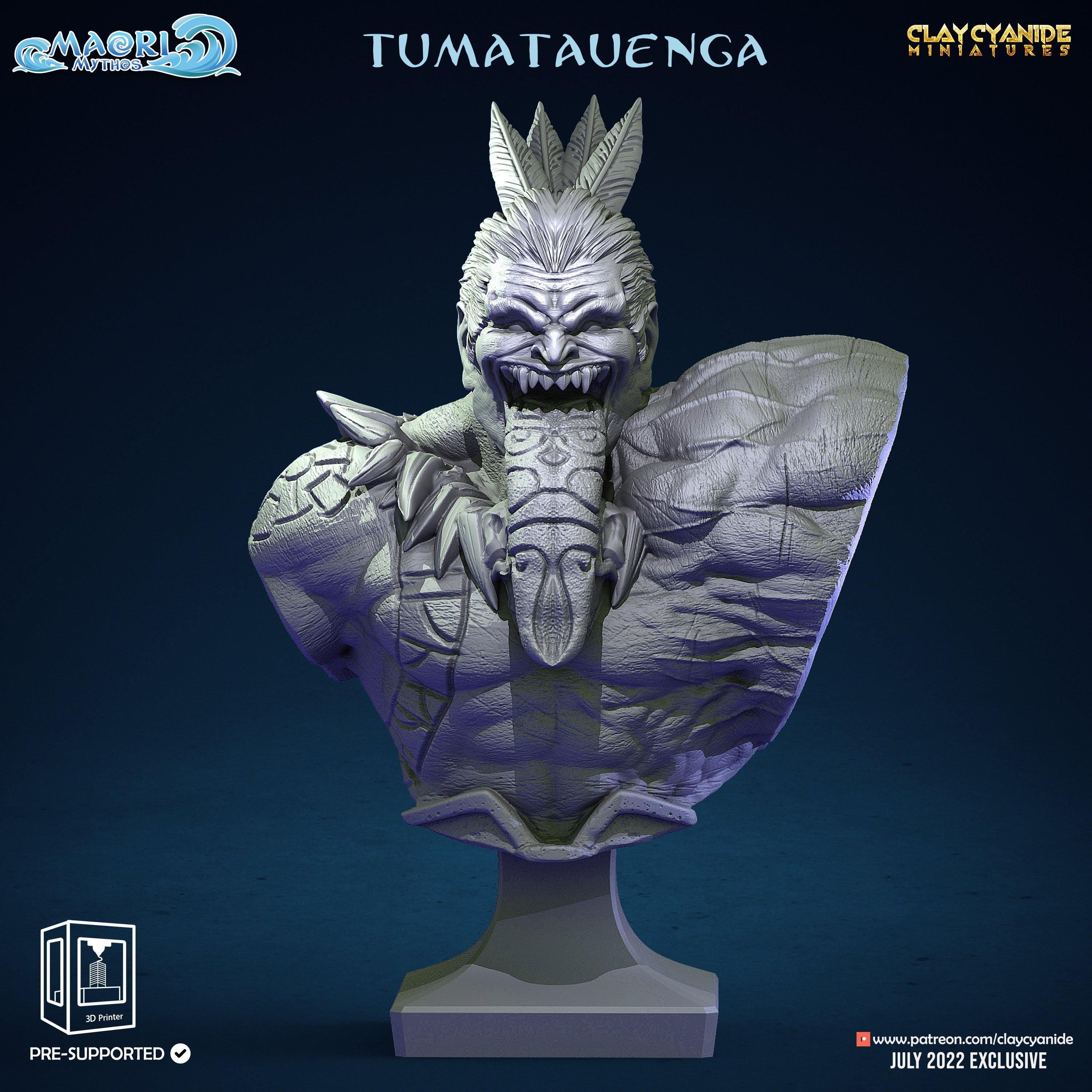 3D Printed Clay Cyanide Tumatauenga Bust Maori Mythos  Ragnarok D&D