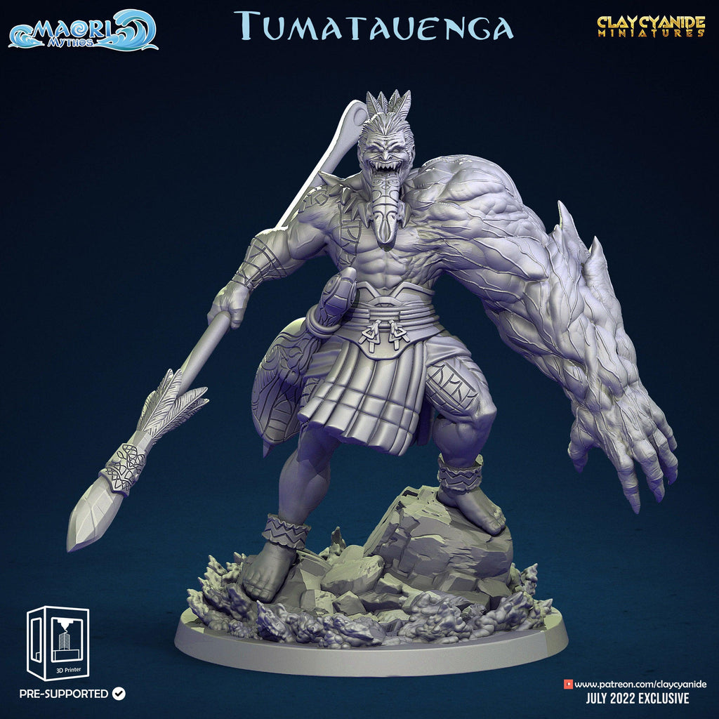 3D Printed Clay Cyanide Tumatauenga Maori Mythos 28mm-32mm Ragnarok D&D