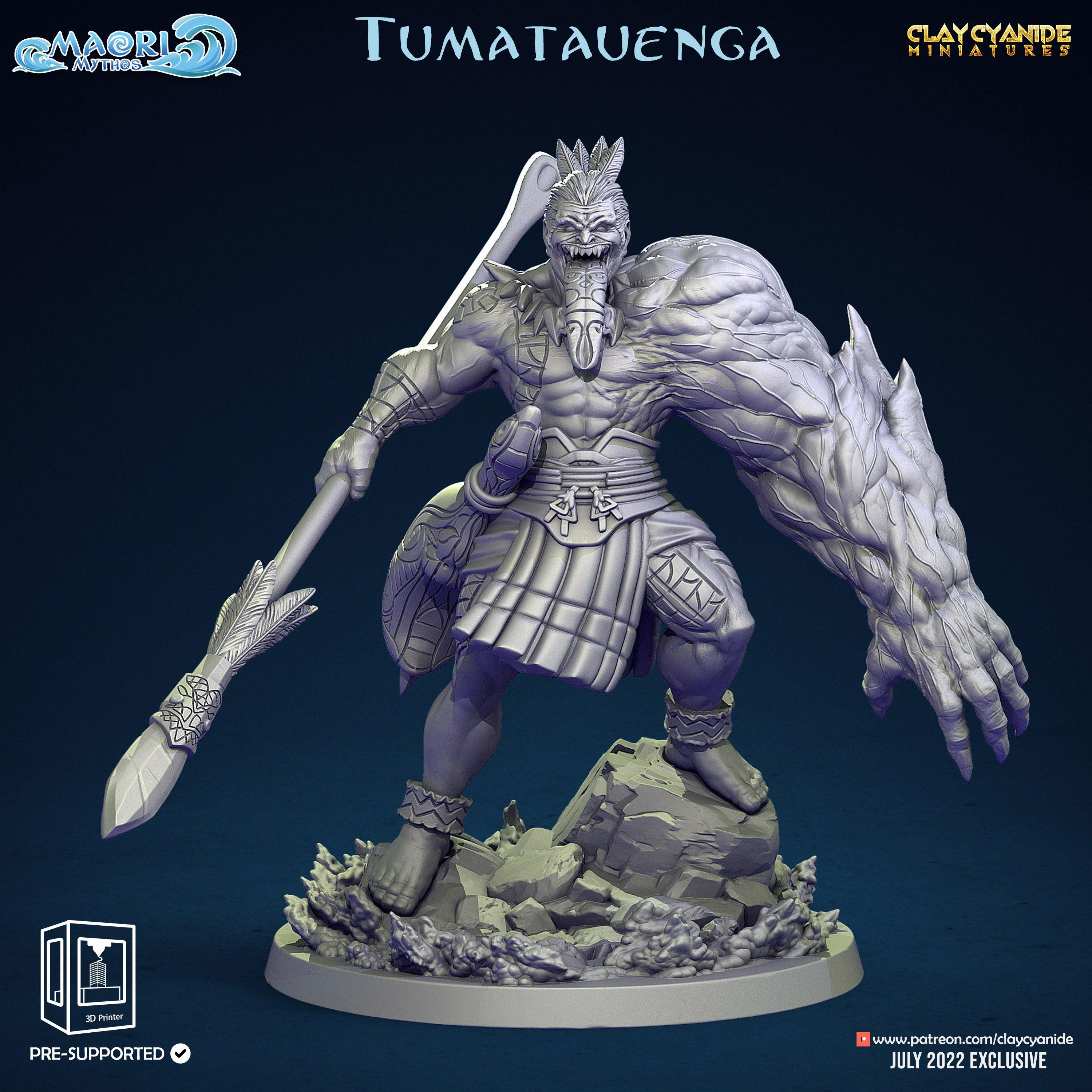 3D Printed Clay Cyanide Tumatauenga Maori Mythos 28mm-32mm Ragnarok D&D