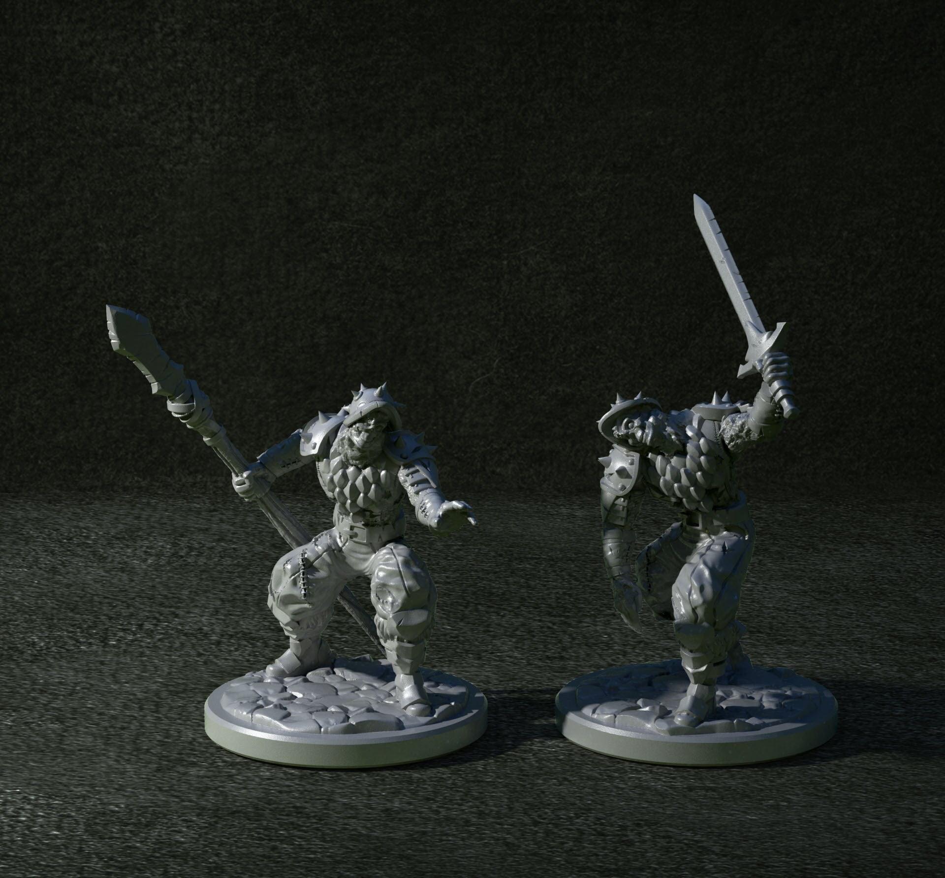 3D Printed Clay Cyanide Two Undead Soldiers 28mm-32mm Ragnarok D&D
