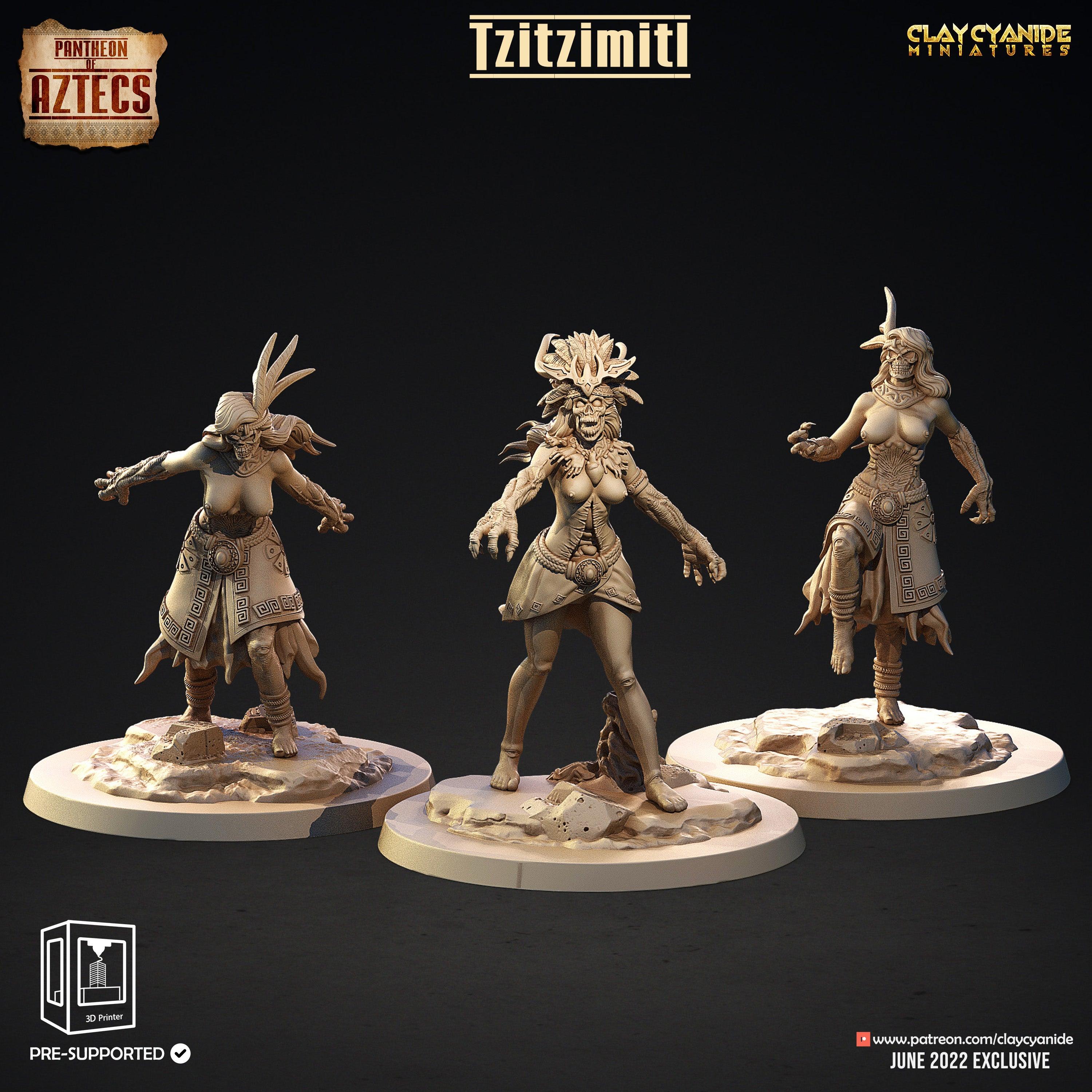 3D Printed Clay Cyanide Tzitzimitl Set Pantheon of Aztecs Ragnarok D&D