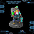 3D Printed Cyberglow City Cyberpunk Delivery Guy Miniature  - 28mm 32mm
