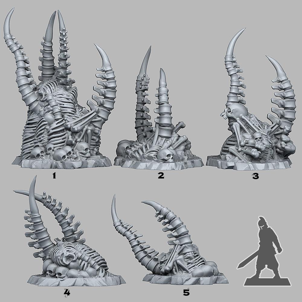 3D Printed Fantastic Plants and Rocks Abandoned Pile Of Bones 28mm - 32mm D&D Wargaming