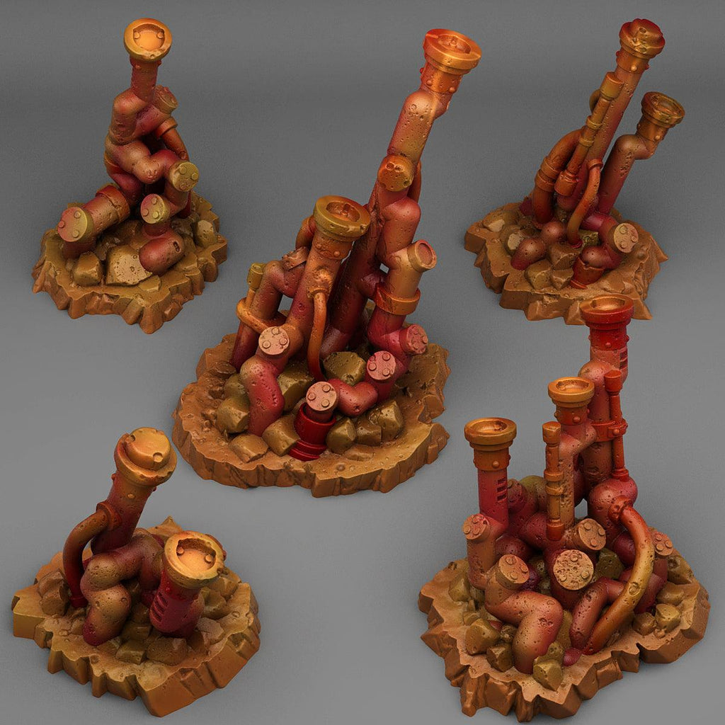 3D Printed Fantastic Plants and Rocks Abandonned Acid Pipes 28mm - 32mm D&D Wargaming