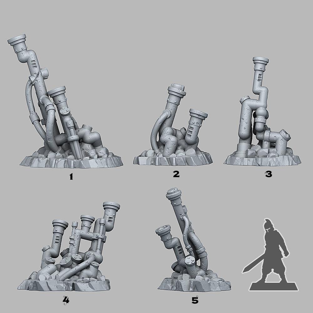 3D Printed Fantastic Plants and Rocks Abandonned Acid Pipes 28mm - 32mm D&D Wargaming