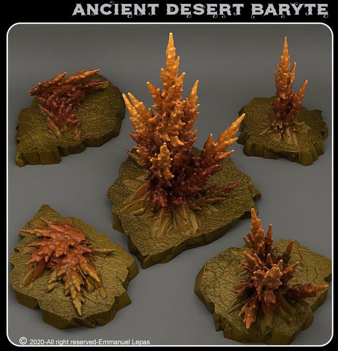 3D Printed Fantastic Plants and Rocks Ancient Desert Baryte 28mm - 32mm D&D Wargaming