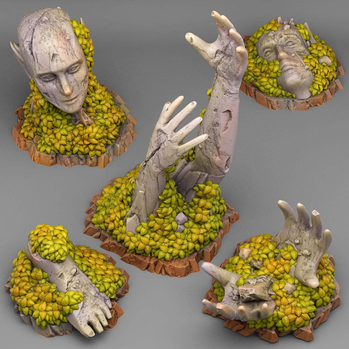 3D Printed Fantastic Plants and Rocks Ancient Elven Ruins 28mm - 32mm D&D Wargaming