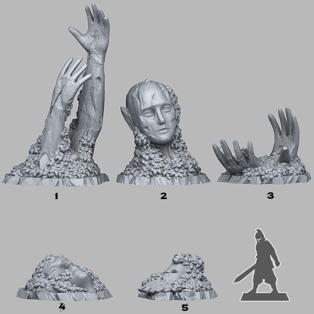 3D Printed Fantastic Plants and Rocks Ancient Elven Ruins 28mm - 32mm D&D Wargaming