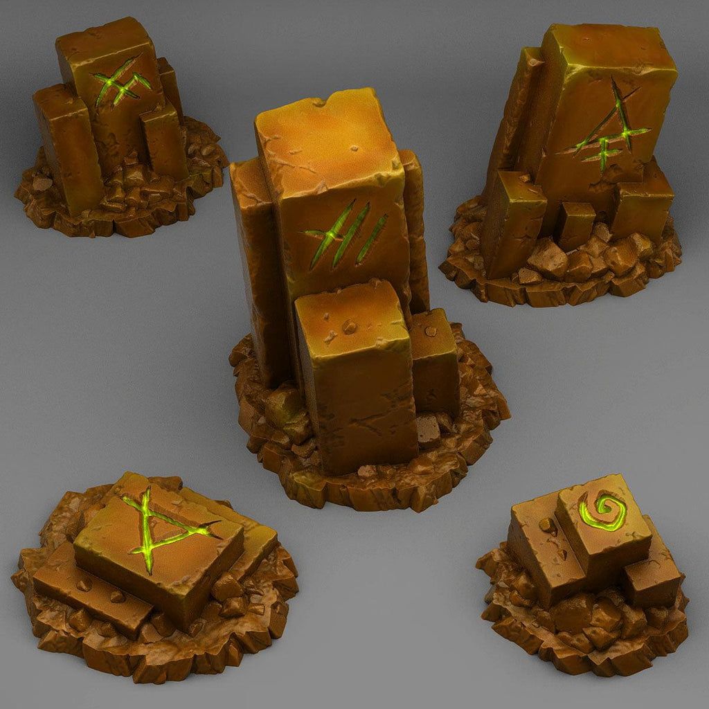 3D Printed Fantastic Plants and Rocks Ancient Magic Stones 28mm - 32mm D&D Wargaming