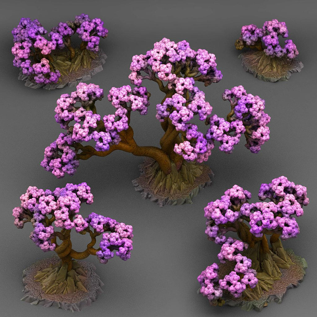 3D Printed Fantastic Plants and Rocks BONSAI CHERRY TREES 28mm - 32mm D&D Wargaming