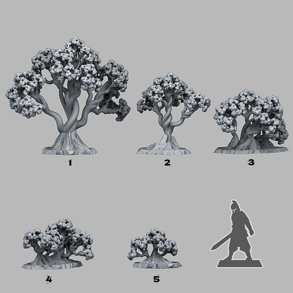 3D Printed Fantastic Plants and Rocks BONSAI CHERRY TREES 28mm - 32mm D&D Wargaming