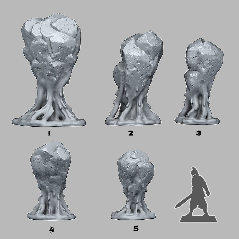 3D Printed Fantastic Plants and Rocks Blood Rocks 28mm - 32mm D&D Wargaming
