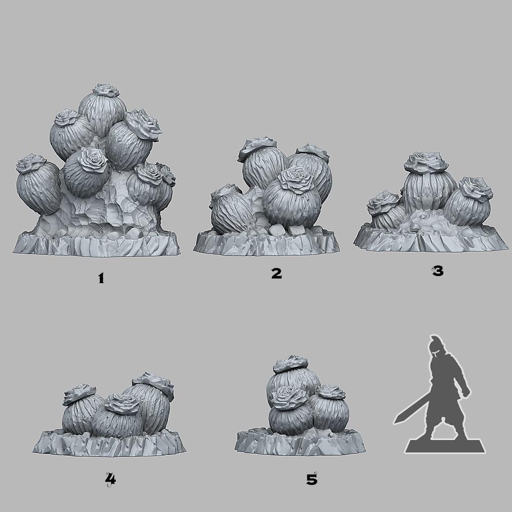 3D Printed Fantastic Plants and Rocks Cactus Flowers 28mm - 32mm D&D Wargaming