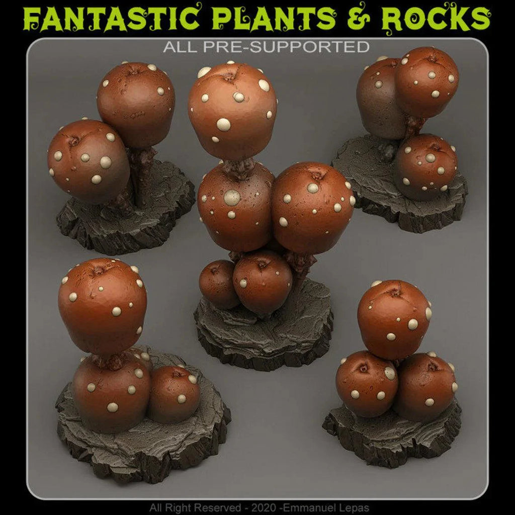3D Printed Fantastic Plants and Rocks Candy Mushrooms 28mm - 32mm D&D Wargaming