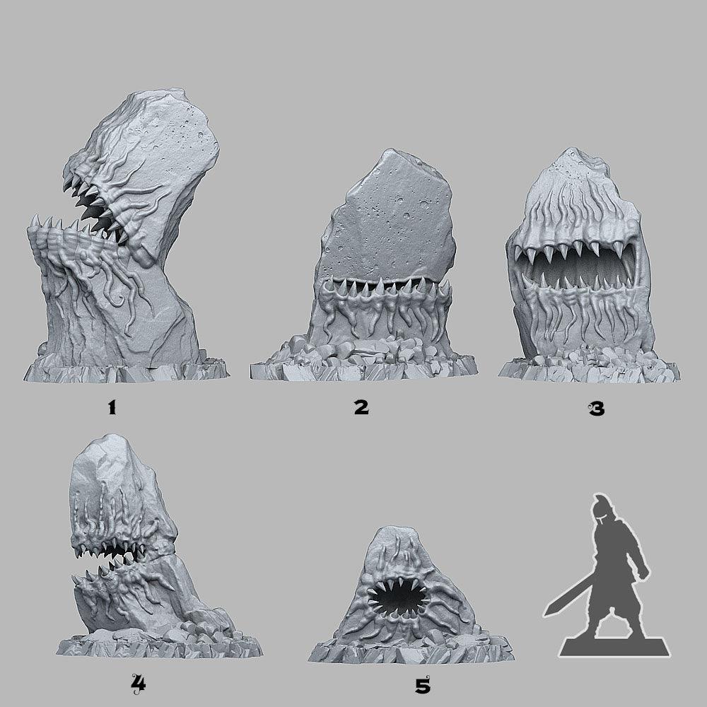 3D Printed Fantastic Plants and Rocks Carnivorous Stones 28mm - 32mm D&D Wargaming