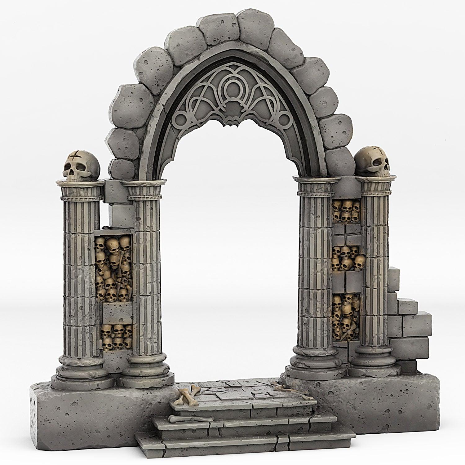3D Printed Fantastic Plants and Rocks Catacomb Portal With Its Ghost Skulls Effect 28mm - 32mm D&D Wargaming