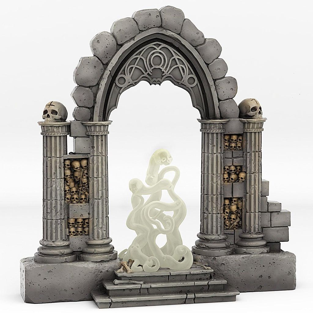 3D Printed Fantastic Plants and Rocks Catacomb Portal With Its Ghost Skulls Effect 28mm - 32mm D&D Wargaming