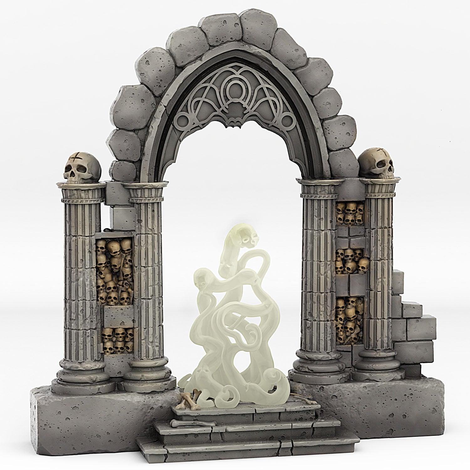 3D Printed Fantastic Plants and Rocks Catacomb Portal With Its Ghost Skulls Effect 28mm - 32mm D&D Wargaming