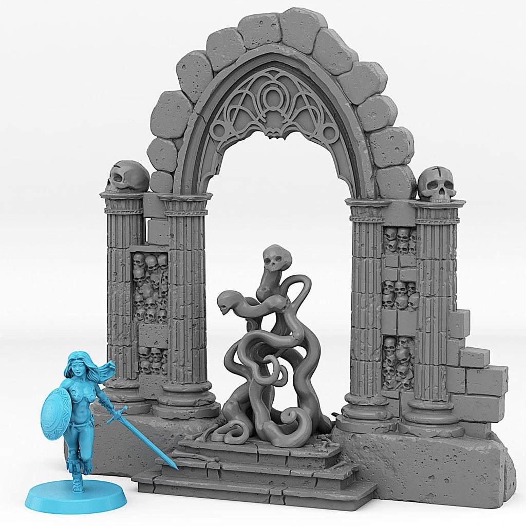 3D Printed Fantastic Plants and Rocks Catacomb Portal With Its Ghost Skulls Effect 28mm - 32mm D&D Wargaming