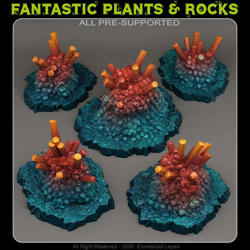 3D Printed Fantastic Plants and Rocks Cave Blazing Crystals 28mm - 32mm D&D Wargaming
