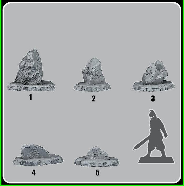 3D Printed Fantastic Plants and Rocks Celtic Snow Stones 28mm - 32mm D&D Wargaming