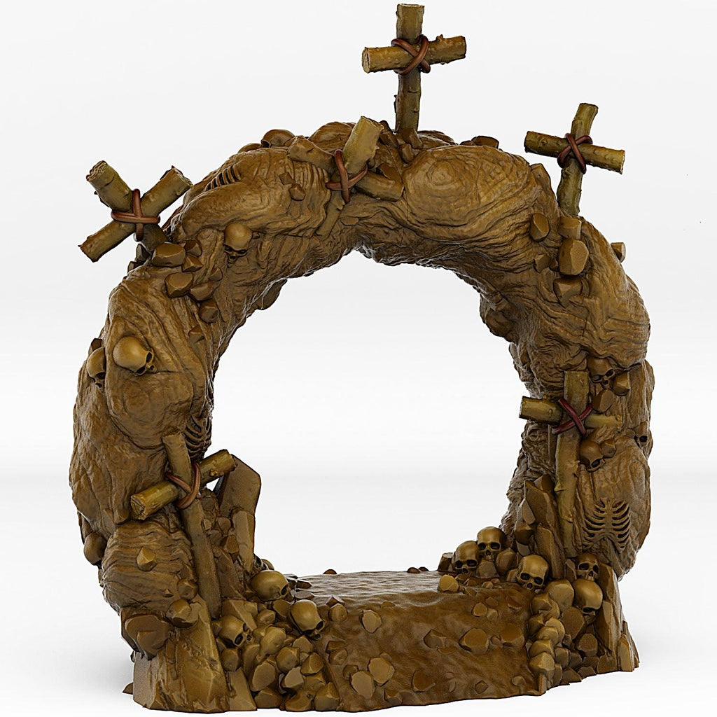 3D Printed Fantastic Plants and Rocks Cemetery Portal With Its Cross Effect 28mm - 32mm D&D Wargaming