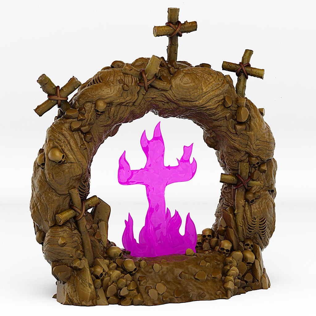 3D Printed Fantastic Plants and Rocks Cemetery Portal With Its Cross Effect 28mm - 32mm D&D Wargaming