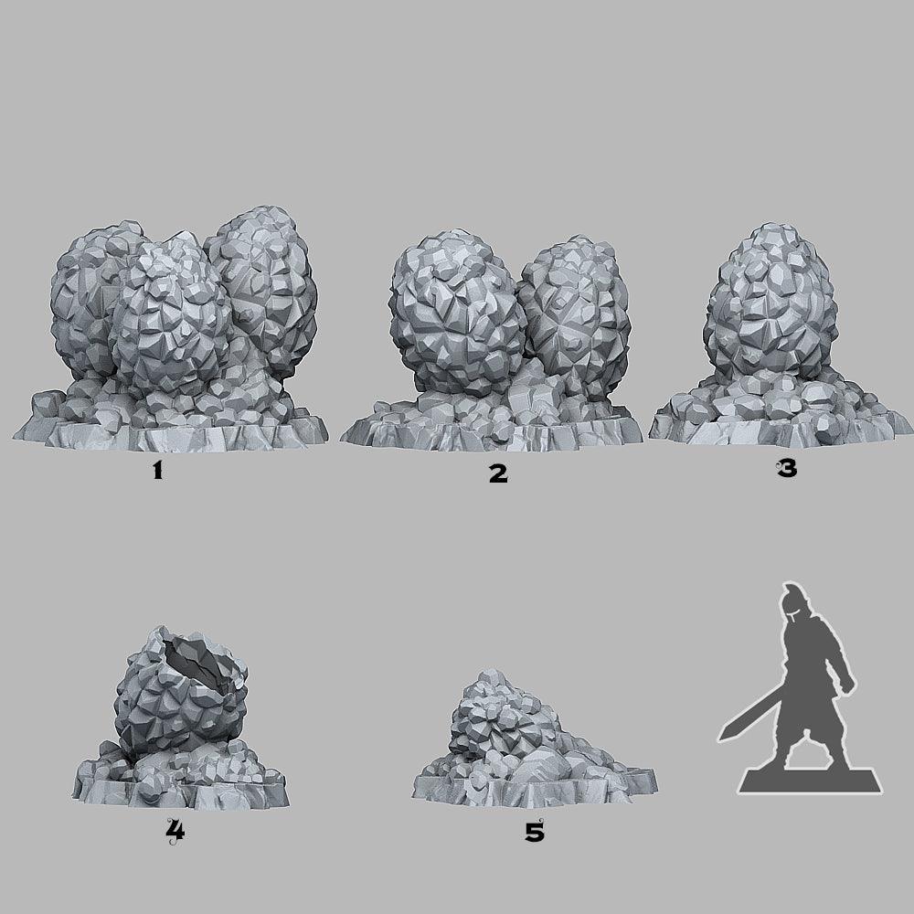 3D Printed Fantastic Plants and Rocks Crystal Dragon Eggs 28mm - 32mm D&D Wargaming