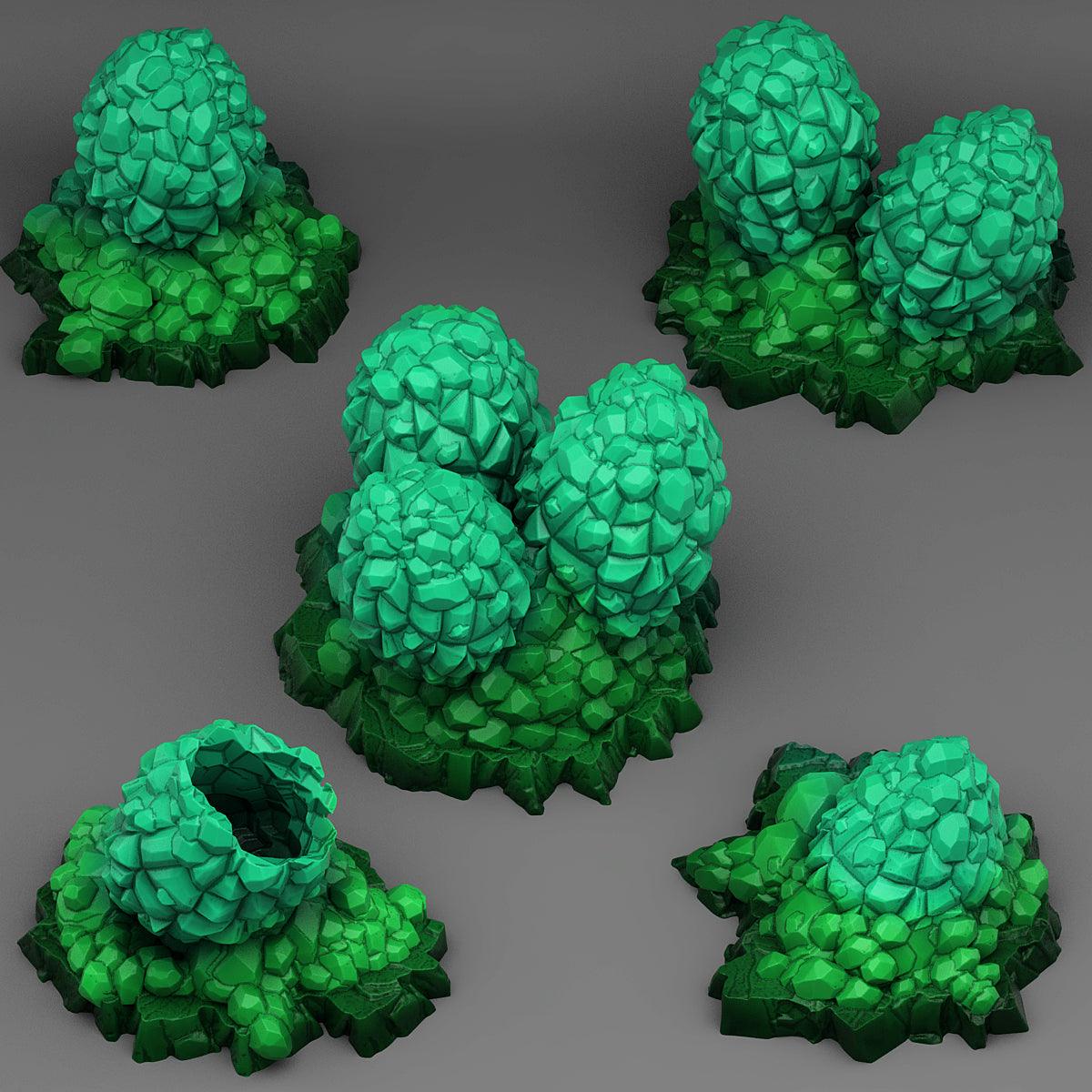 3D Printed Fantastic Plants and Rocks Crystal Dragon Eggs 28mm - 32mm D&D Wargaming