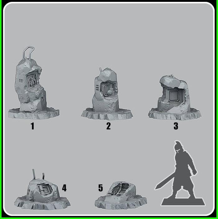 3D Printed Fantastic Plants and Rocks Cyber Stones 28mm - 32mm D&D Wargaming