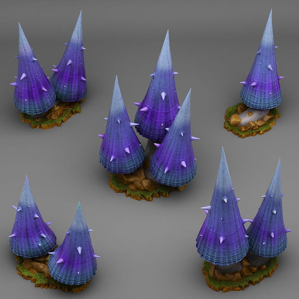 3D Printed Fantastic Plants and Rocks DANGEROUS PURPLE MUSHROOMS 28mm - 32mm D&D Wargaming