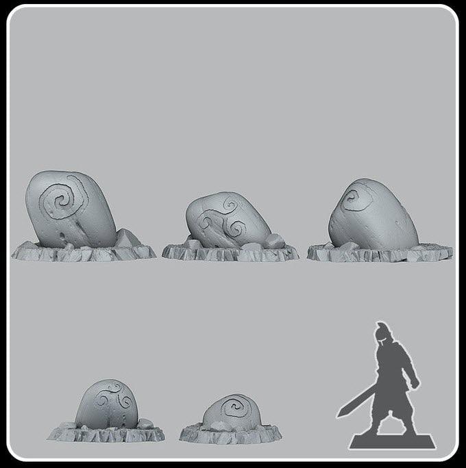 3D Printed Fantastic Plants and Rocks Druidic Giant Pebbles 28mm - 32mm D&D Wargaming