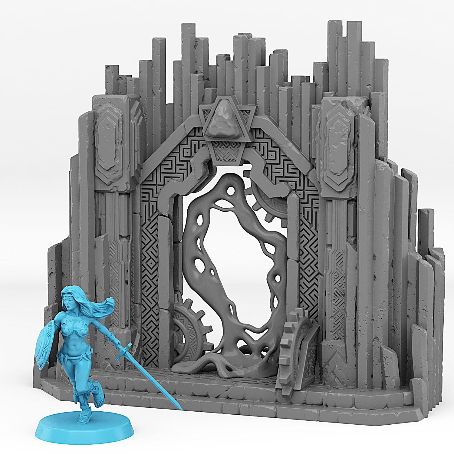 3D Printed Fantastic Plants and Rocks Dwarf Mine Portal With Its Lava Effect 28mm - 32mm D&D Wargaming