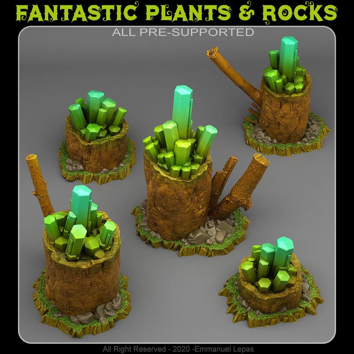 3D Printed Fantastic Plants and Rocks ENERGY CRYSTALS 28mm - 32mm D&D Wargaming