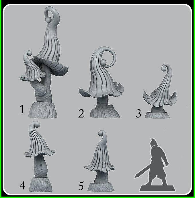 3D Printed Fantastic Plants and Rocks Enchanted Mushrooms 28mm - 32mm D&D Wargaming