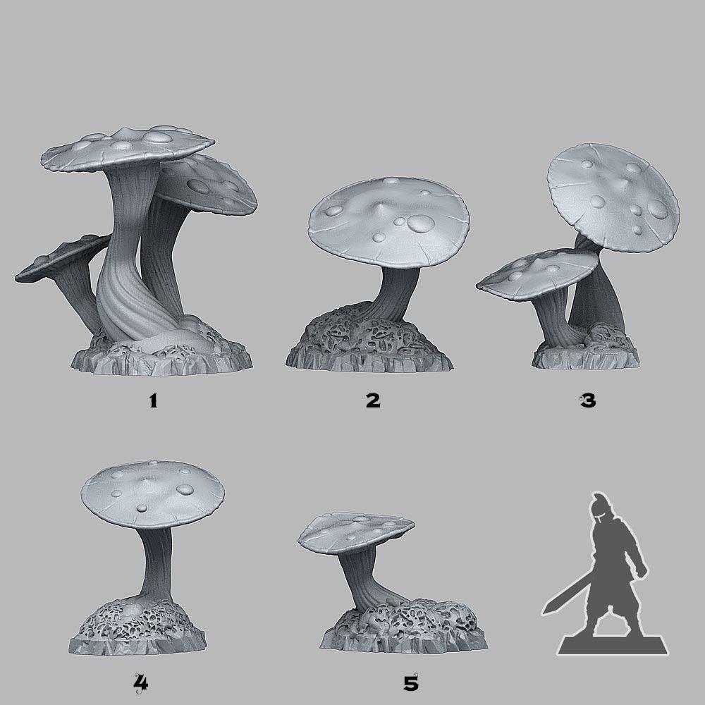3D Printed Fantastic Plants and Rocks Fantasy Mushrooms 28mm - 32mm D&D Wargaming