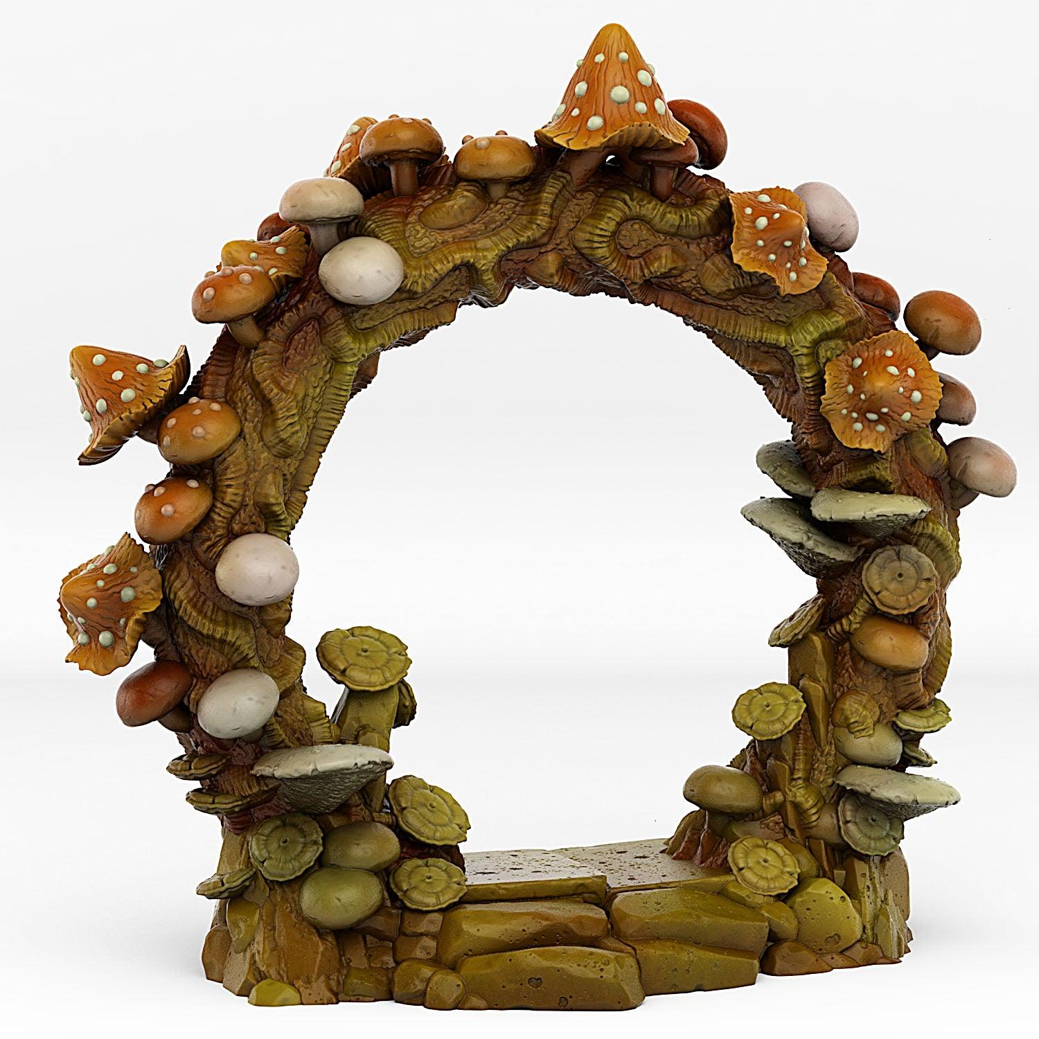 3D Printed Fantastic Plants and Rocks Forest Mushrooms Portal With Its Mushroom Slime Effect 28mm - 32mm D&D Wargaming