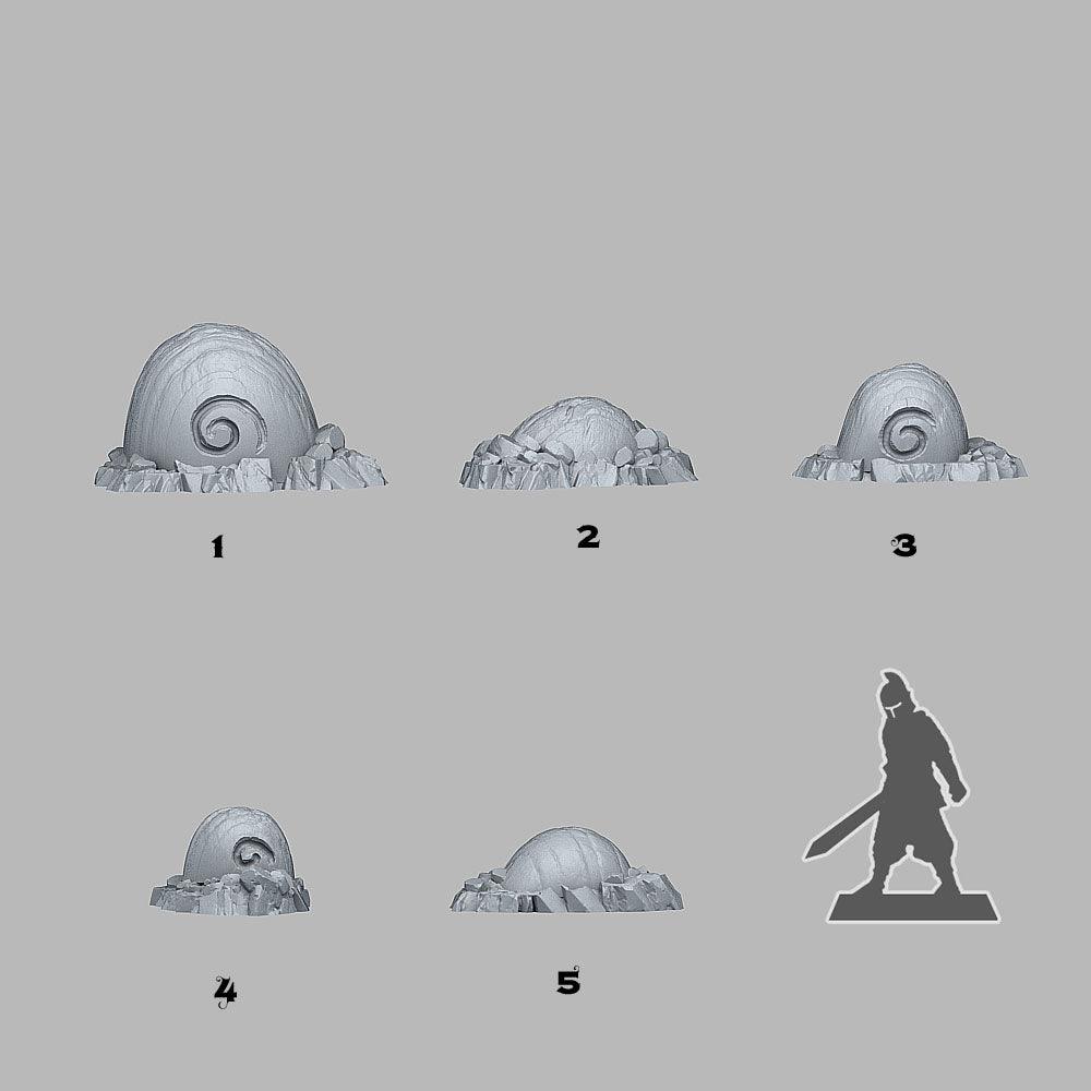 3D Printed Fantastic Plants and Rocks Fossilised Ice Snails 28mm - 32mm D&D Wargaming