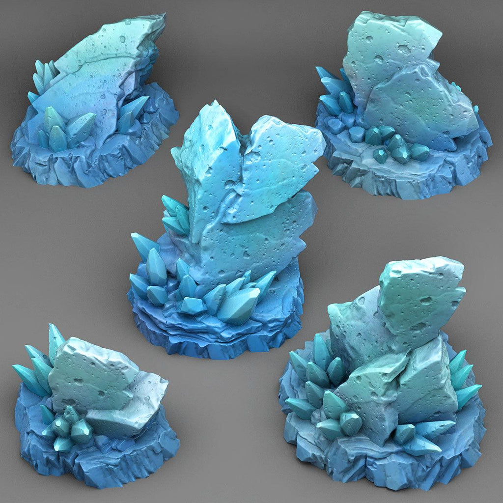 3D Printed Fantastic Plants and Rocks Frozen Rocks 28mm - 32mm D&D Wargaming