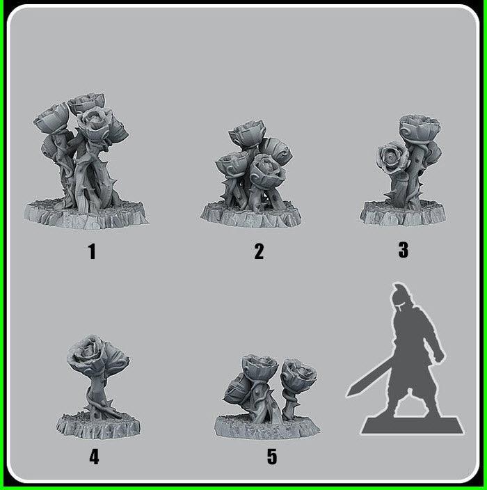 3D Printed Fantastic Plants and Rocks Giant Mystic Roses 28mm - 32mm D&D Wargaming