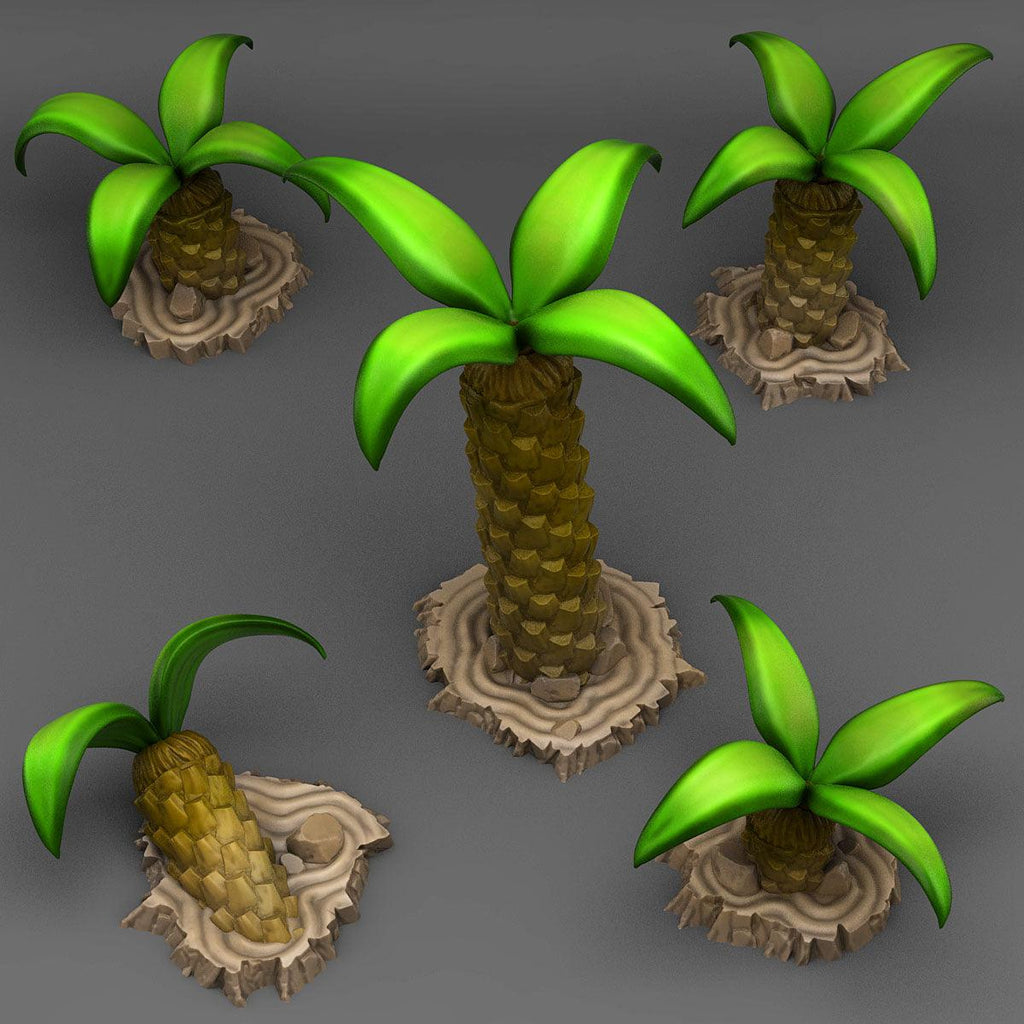 3D Printed Fantastic Plants and Rocks Island Palm 28mm - 32mm D&D Wargaming