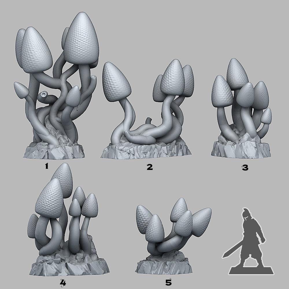 3D Printed Fantastic Plants and Rocks Lemondrop Mushrooms 28mm - 32mm D&D Wargaming