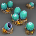 3D Printed Fantastic Plants and Rocks Leviathan Eggs 28mm - 32mm D&D Wargaming