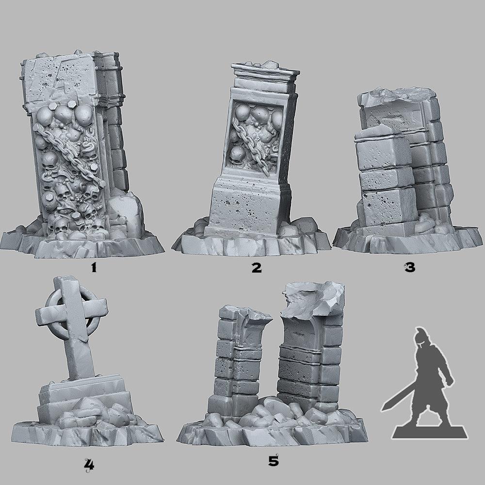 3D Printed Fantastic Plants and Rocks MAUSOLEUM RUINS 28mm - 32mm D&D Wargaming