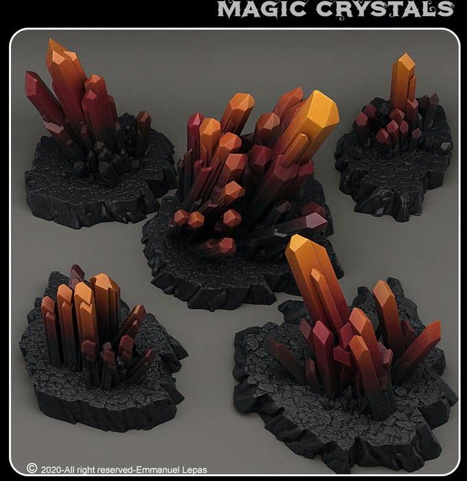3D Printed Fantastic Plants and Rocks Magic Crystals 28mm - 32mm D&D Wargaming