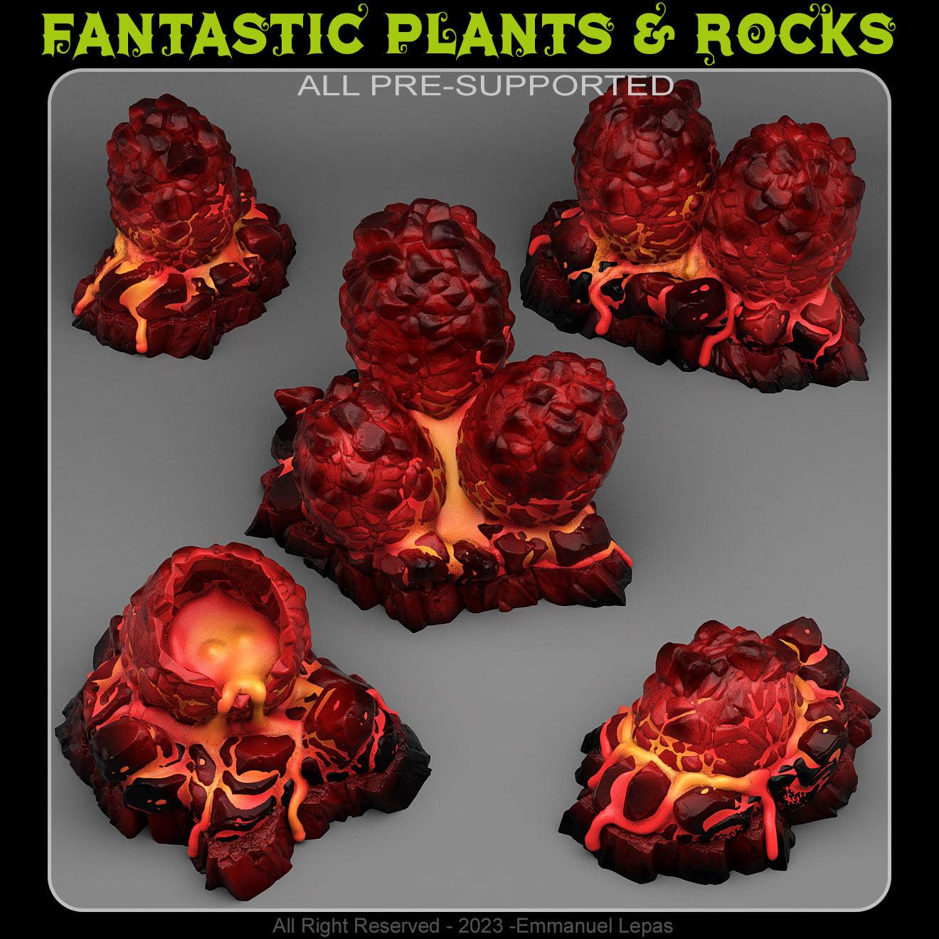 3D Printed Fantastic Plants and Rocks Magma Dragon Eggs 28mm - 32mm D&D Wargaming