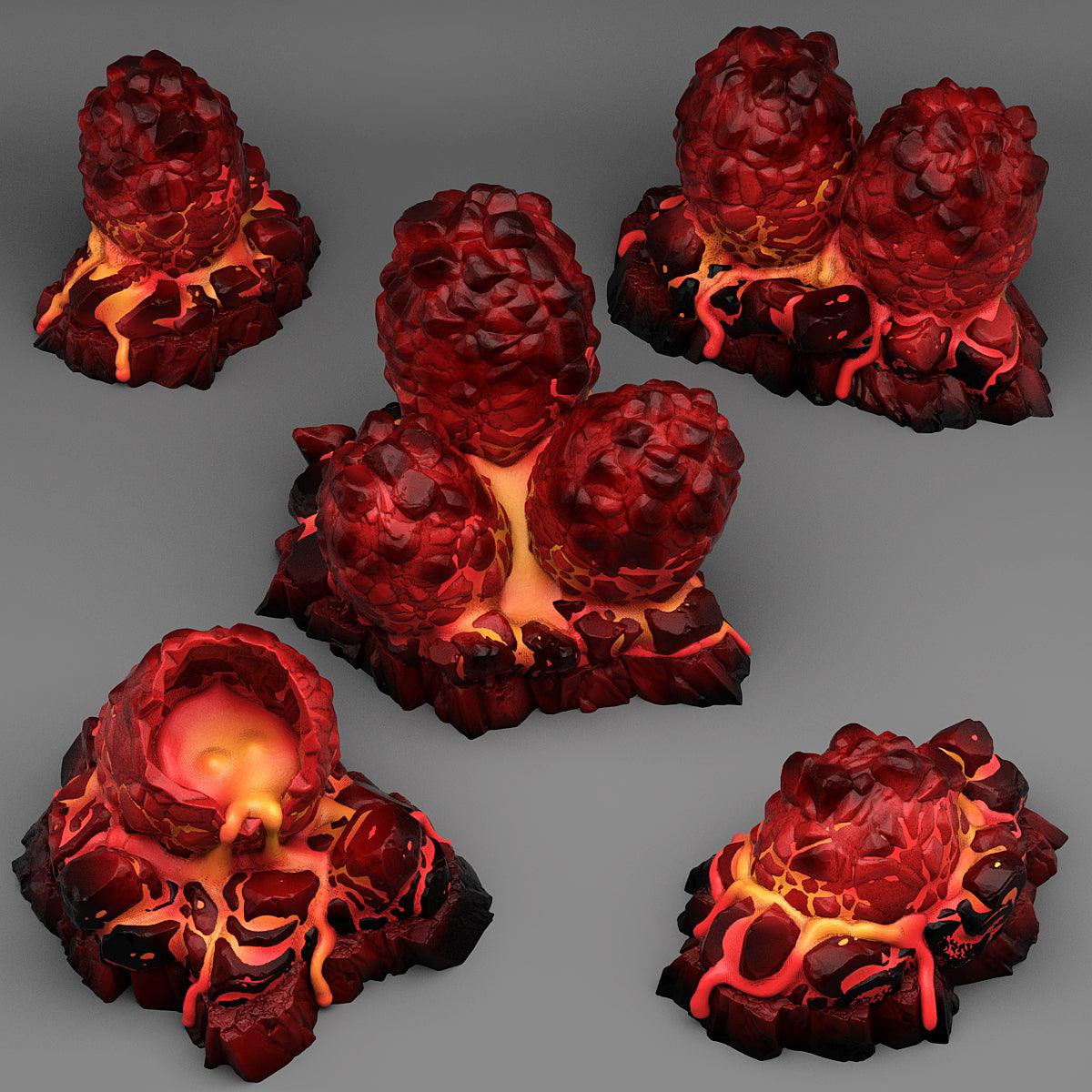3D Printed Fantastic Plants and Rocks Magma Dragon Eggs 28mm - 32mm D&D Wargaming