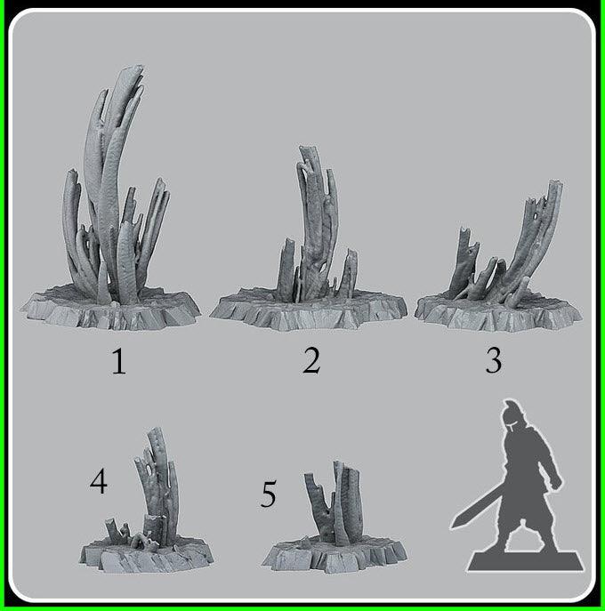 3D Printed Fantastic Plants and Rocks Martian Stalagmites 28mm - 32mm D&D Wargaming